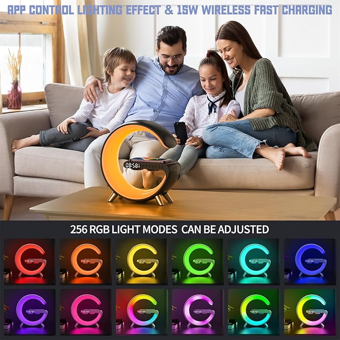 Smart LED Night Light, Wireless Charger, Phone Wireless Charging Dock, Table - Image 3