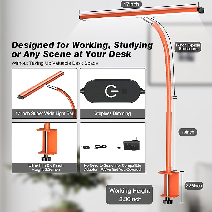 Airlonv LED Desk Lamp for Office Home, Eye-Caring Desk Light - Image 3