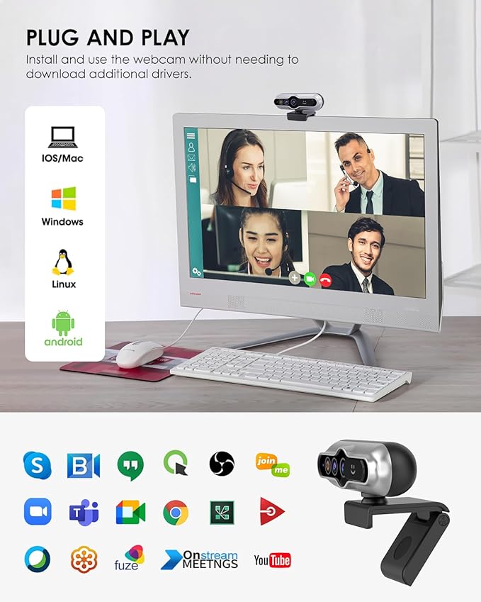 2K HD Webcam with Infrared Windows Hello Facial Recognition, Computer Camera - Image 7