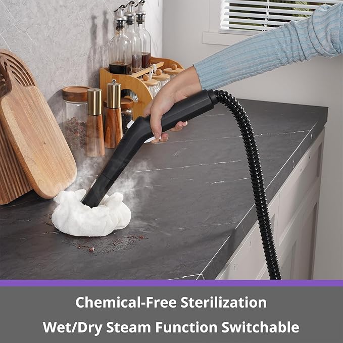 awasky Canister Steam Cleaner: 50-Sec Heat-Up, 0.6 Gal Tank Refill Anytime - Image 7