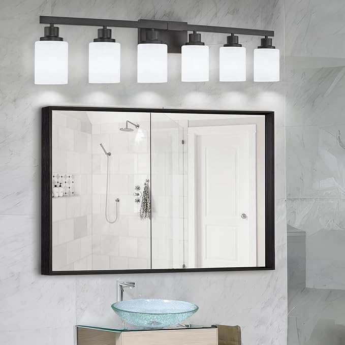DIKAIDA 6-Light Black Vanity Lights, Matte Bathroom Lighting Fixtures - Image 7