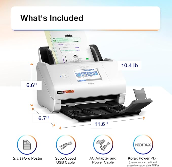 Epson RapidReceipt RR-600W Wireless Desktop Color 2-Sided Receipt & Document - Image 8