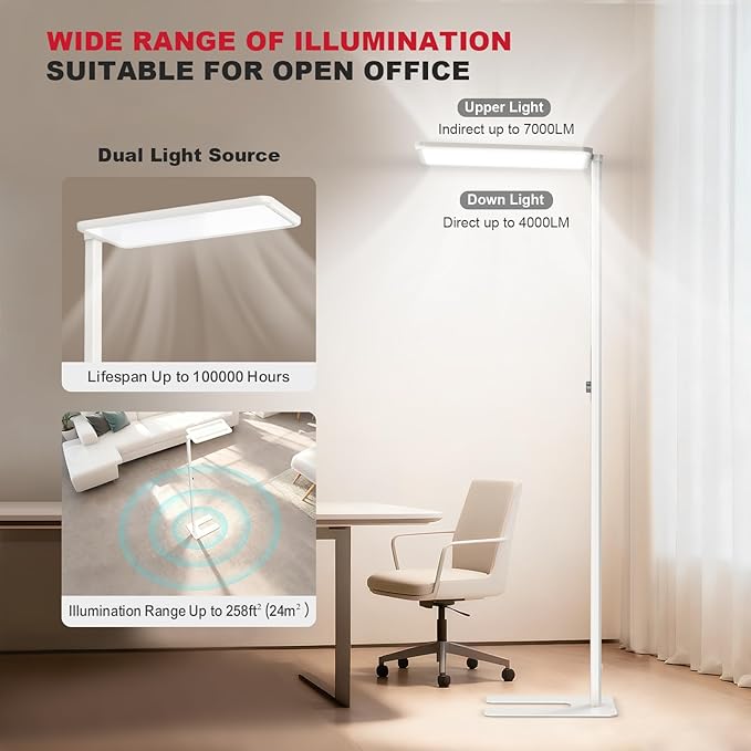 JINIU 79” Eye-Care LED Floor Lamp, Bridgelux Thrive™ Full-Spectrum Standing Lamp - Image 3