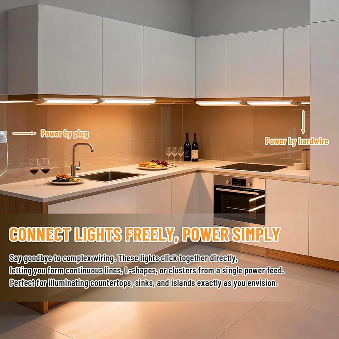 Plug in Under Cabinet Lights Hardwired, 45° Rotatable Design, Linkable Up to 15 - Image 8