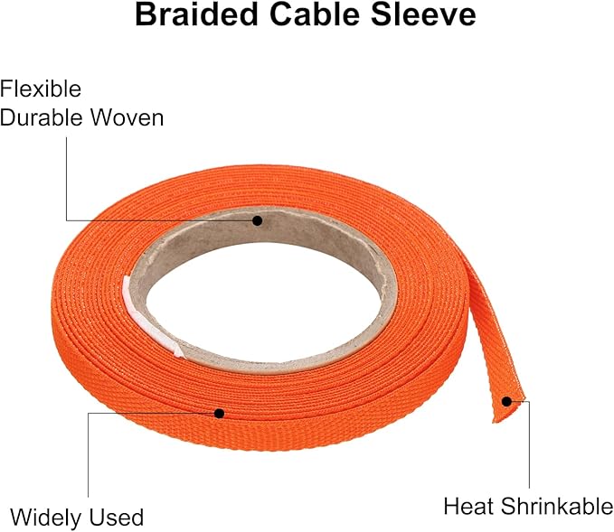 MECCANIXITY Braided Cable Sleeves Heat Shrinkable Fabric Sleeving, 1/4" 16ft - Image 4