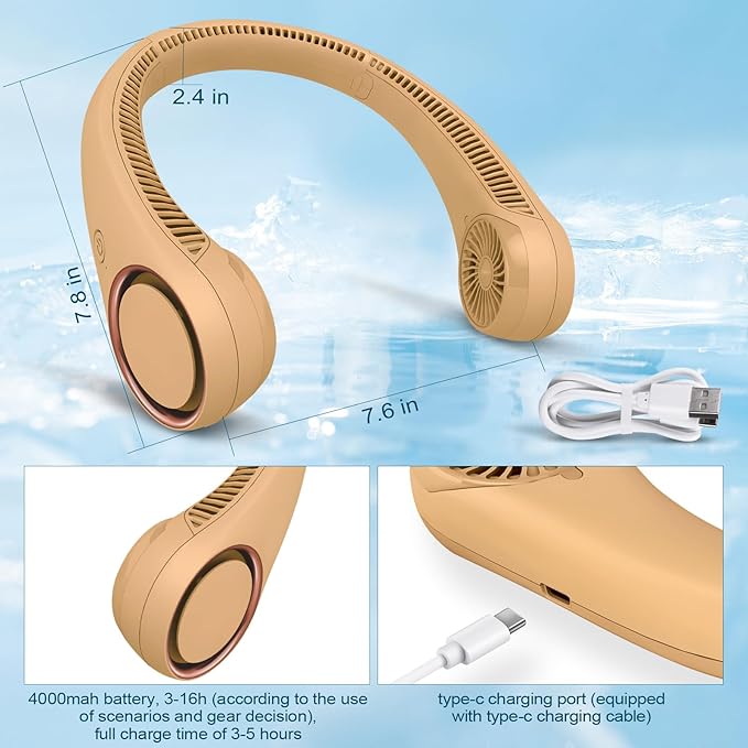 CIVPOWER Neck Fan: Portable Personal Neck Cooling Rechargeable Bladeless Fan - Image 5