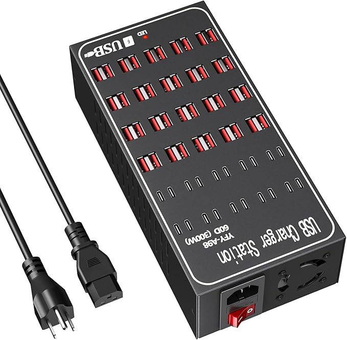 300W USB Charging Station, 60 Port USB C Charger Block, USB Charger hub by HONGYEE-NH