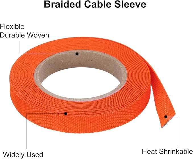 MECCANIXITY Braided Cable Sleeves Heat Shrinkable Fabric Sleeving, 5/16" 16ft - Image 4