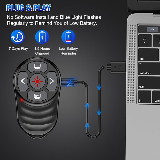 Rechargeable USB Type C Wireless Presentation Clicker, Finger Ring Clicker - Image 5