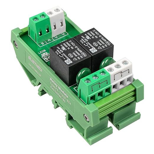 GUETNEU Relay Board, Relay Module 2 Channel 1 SPDT DIN Rail Mount 24V DC/AC by GUETNEU