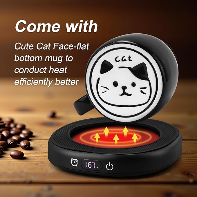 Coffee Mug Warmer with Cute Cat Mug Set, 8 Hour Auto Shut Off Cup Warmer - Image 4