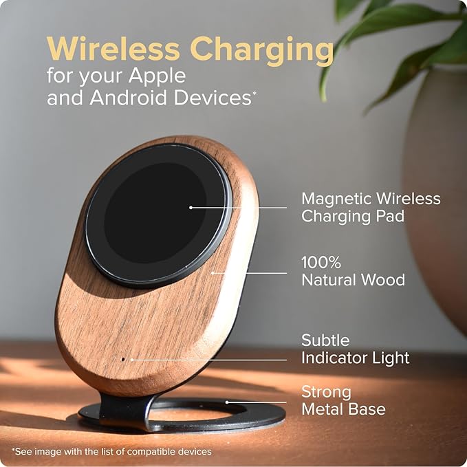 ARK Uno - Solid Wood MagSafe Stand Magnetic Wireless Charging Station w/Adapter - Image 3