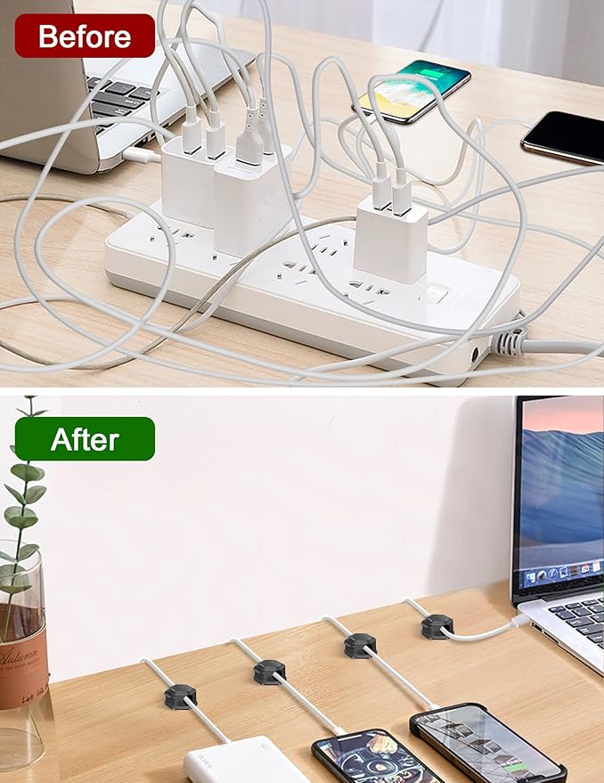 Cord Holder - Magnetic Cable Clips - Under Desk Cable Management - Adhesive - Image 6