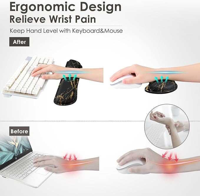Gimars Upgrade Enlarge Gel Memory Foam Set Keyboard Wrist Rest Pad, Mouse Wrist - Image 5