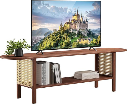 HollyHOME Bamboo TV Stand with Storage by HollyHOME