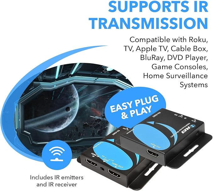 OREI 4K HDMI Over Ethernet CAT6/CAT7 Extender, Extender RJ45 4K@30Hz Upto 130 - Image 4