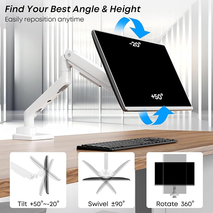 Premium Heavy Duty Monitor Arm for 17 to 49 inch Screens up to 44lbs, Fully - Image 3