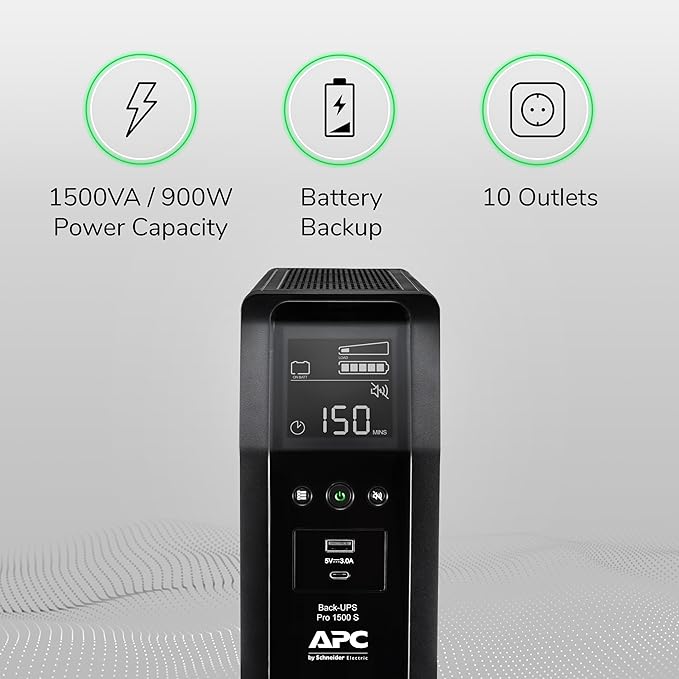 APC UPS 1500VA Sinewave UPS Battery Backup, BR1500MS2 Backup Battery Power - Image 3