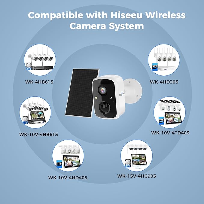 Hiseeu Solar Camera Security Outdoor, 4 Pack 100% Wireless 3K 4MP Surveillance - Image 7