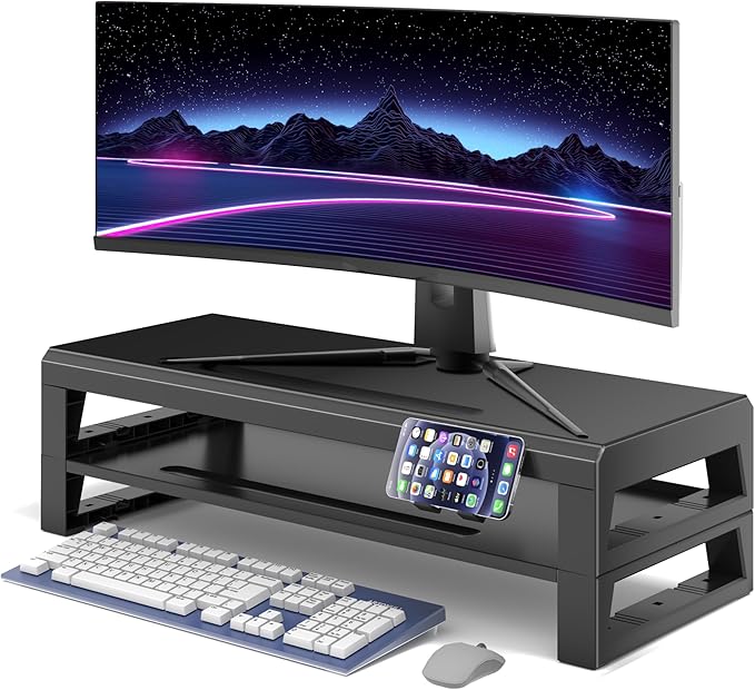 GECKOSTROLL 2-Tier Metal Computer monitor stand Laptop Desk Shelf & Monitor by Unknown