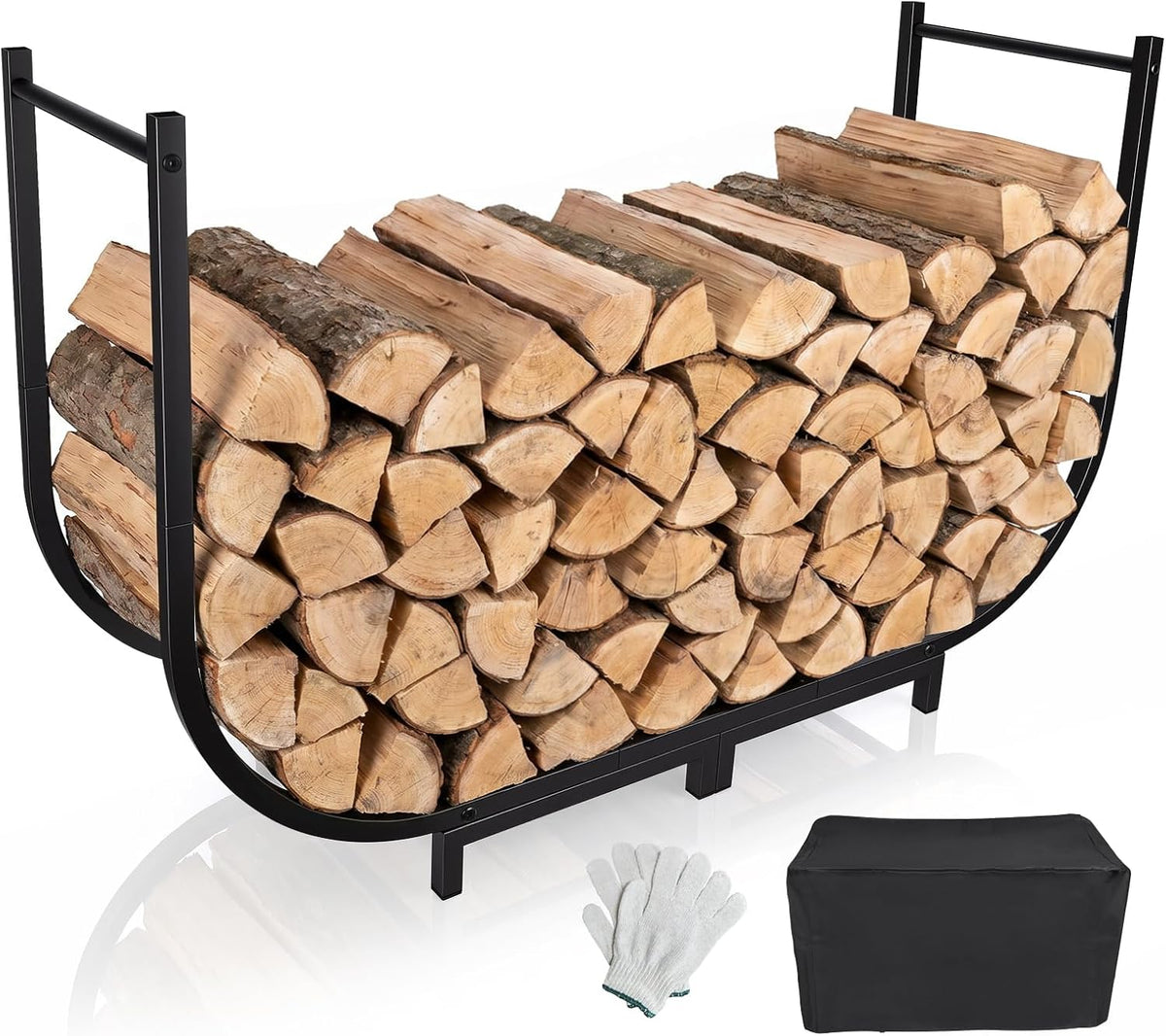 firewood rack outdoor w thicken cover, 40 inch, main product view