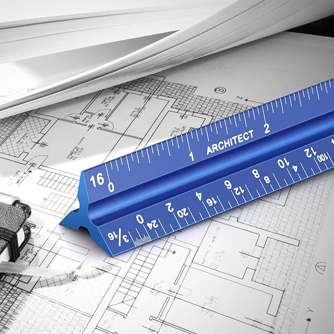 12" Architectural Scale Ruler Aluminum Architect Scale Triangular Scale Ruler - Image 7