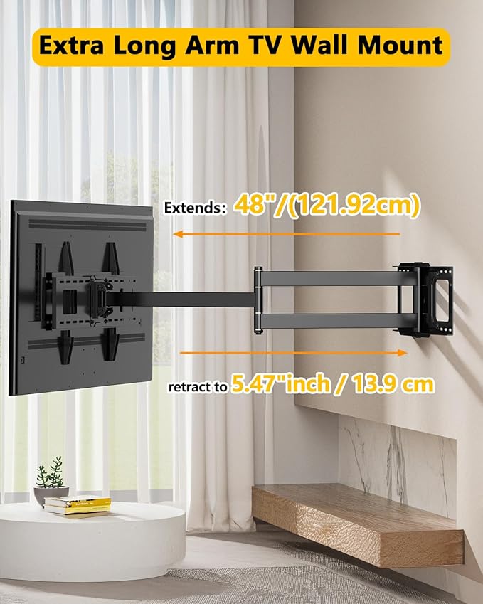 48'' Extension Extra Long Arm TV Wall Mount, Heavy Duty Full Motion TV Wall - Image 2