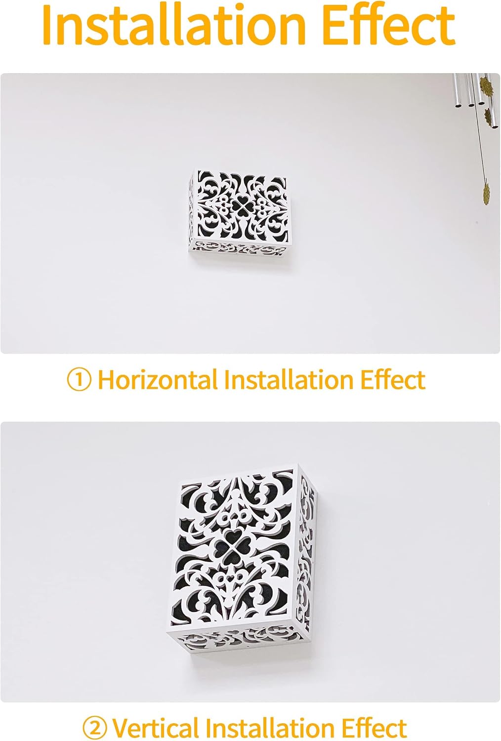 ORYX Doorbell Chime Cover Box Only, White Door Bell Covers for Wall, Wood Piano Paint Design for Decorative, Standard Size 7.63x5.94 | Wood Piano Paint Design for Decorative
