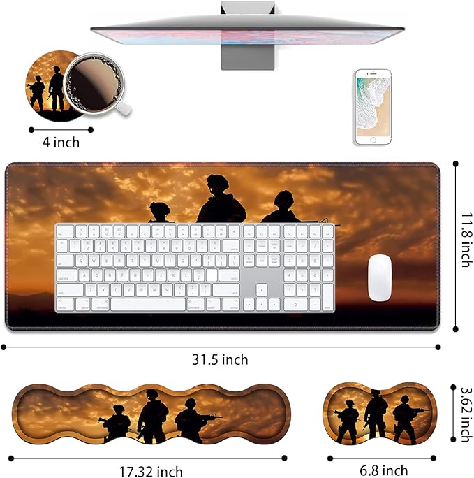 4 in 1 Ergonomic Keyboard Wrist Rest & Mouse Pad Wrist Rest Set, Large XXL - Image 2