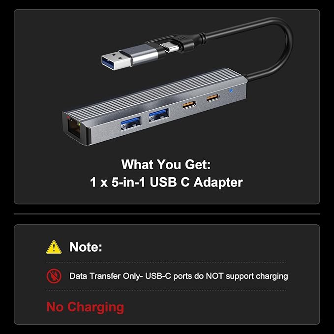 USB Hub with Ethernet, USB C to Ethernet Adapter with 2X USB 3.0, USB C 3.0 - Image 7