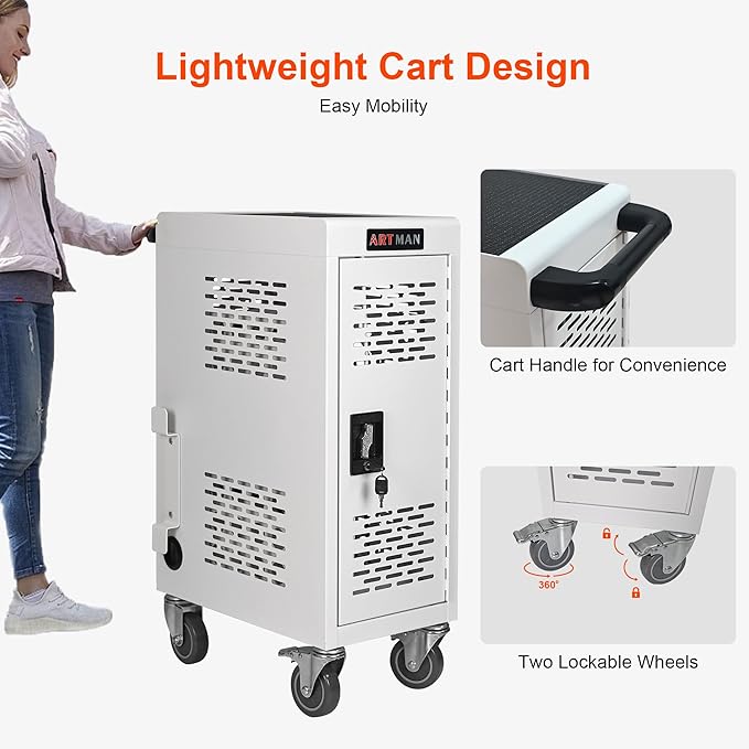 Aokleo Laptop Charging Cart, 16 Devices Tablet Storage Carts - Image 6