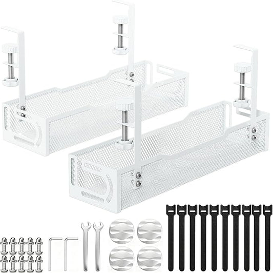 2Pack Under Desk Cable Management Tray, No Drill Mesh Desk Cable Tray, Wire by Unknown