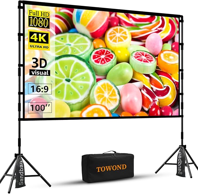 TOWOND Projector Screen with Stand, 100 inch Outdoor Projector Screen Portable by TOWOND-JLFOfficial
