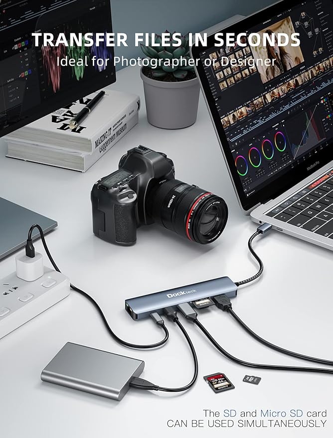 dockteck 7-in-1 USB C Hub with 4K 60Hz HDMI, 1Gbps Ethernet, 100W Power Delivery - Image 6