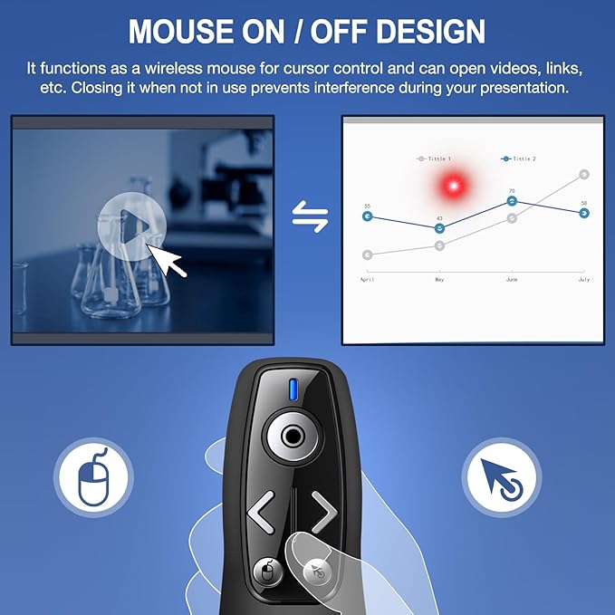 Air Mouse 2-in-1 USB Type C Presentation Clicker Wireless Presenter Remote - Image 3