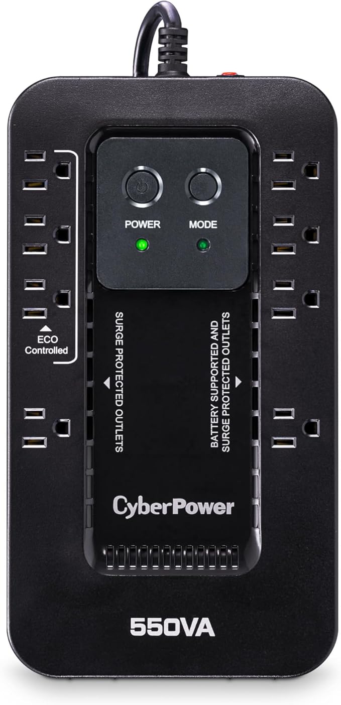CyberPower EC550G Ecologic UPS Battery Backup and Surge Protector, 550VA/330W by CyberPower