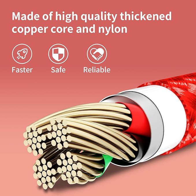 USB C Multi Charging Cable, 3 in 1 Charging Cable Nylon Braided Universal - Image 5