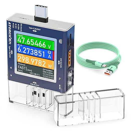 Eversame USB Tester, Type-C/USB 2 in 1 Fast Charging Protocol Voltmeter Power by Eversame