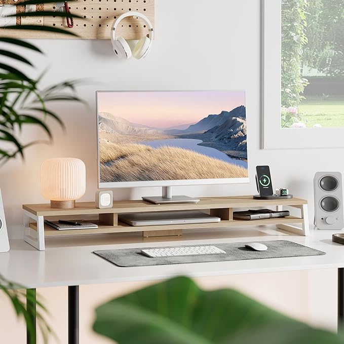 Fenge Dual Monitor Stand for Desk, 42.5in Large Monitor Riser for 2 Monitors - Image 2