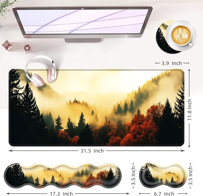 BFUKVOU Large Keyboard Mouse Pad Set, Extended Mouse Pad+Keyboard Wrist Rest - Image 6