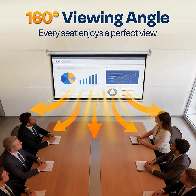 VIVOHOME 80 Inch 16:9 Pull Down Projector Screen, HD 4K Retractable Movie Screen - Image 7