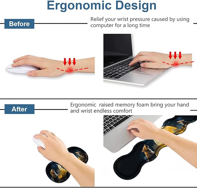 Ergonomic Keyboard Wrist Rest & Mouse Pad Wrist Rest Set, Large XXL Gaming Desk - Image 3