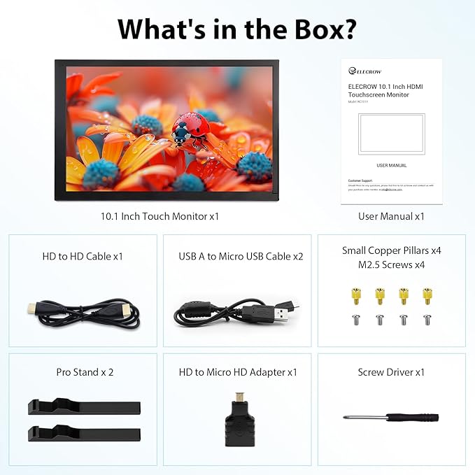 ELECROW 10.1 Inch Touchscreen Monitor, 1280x800 IPS LCD HD Display - Image 7