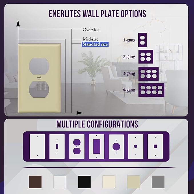 Duplex Wall Plates Kit by Enerlites 8821-I Home Electrical Outlet Cover - Image 5