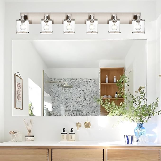 WINSHEN 6-Lights Brushed Nickel Bathroom Light Fixture Over Mirror, Modern Wall - Image 3