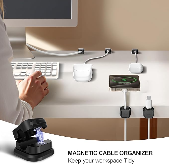 12 Pack Magnetic Cable Clip Organizer Cord Holder, Picozon Adhesive Cable - Image 2