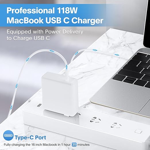 Furgor Mac Book Pro Charger - 118W USB C Fast Charger Power Adapter Compatible - Image 2