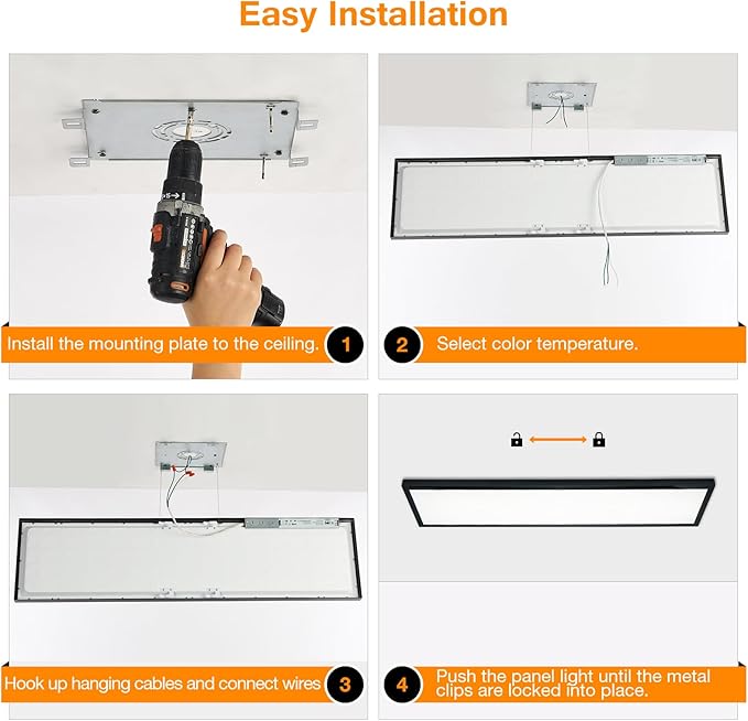 Mcacggo 12-Pack Black 1x4 LED Flat Panel Light Surface Mount, 5000K-4000K-3000K - Image 8