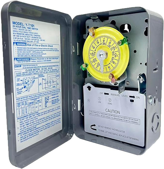 T101 Mechanical Time Switch, 120 VAC 2HP 40A SPST, 12 ON/Off 24 Hour Mechanical by Unknown