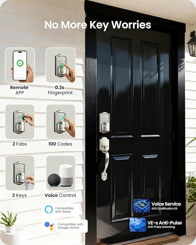 Veise VE027-H Built-in Wi-Fi Fingerprint Smart Deadbolt Lock - Image 3